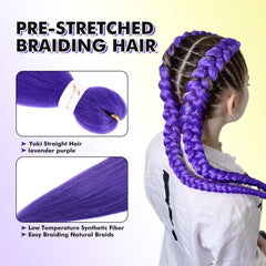 Goddesty trenzas púrpura estilo entrelazado, brillo natural y acabado auténtico.