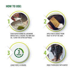 Aplicación de Godrej Nupur Henna en el cabello para coloración uniforme