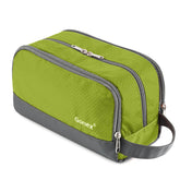 Gonex bolsa de aseo verde, compartimento principal para envases grandes, ordena líquidos.