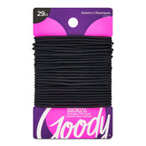 Goody Ouchless elástico negro de 2 mm para cabello fino, 29 piezas, sujeción suave diaria.