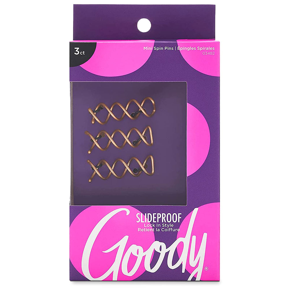 Pasador espiral mini Goody para moño rápido, con agarre suave