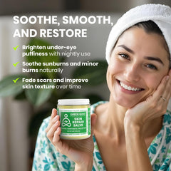 Green Goo Skin Repair Salve alivia quemaduras leves e irritaciones de la piel.