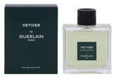 Guerlain Vetiver, botella frontal, aroma cítrico-amaderado ideal para uso diario.