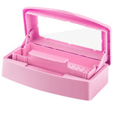 Gusnilo caja esterilizadora con tapa rosa, desinfección segura de herramientas de uñas