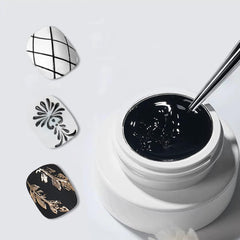 Gyraolvant gel 3D negro: textura estable para crear formas 3D en uñas.