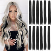 Extensiones de cabello negro GZVIS, 22 pulgadas rectas, para peinados rápidos.