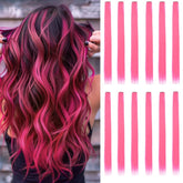 Extensiones GZVIS rosa intenso con clip para cambio de look rápido de 22 pulgadas.