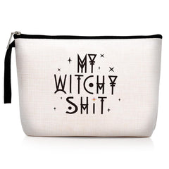 Hanamiya Na bolsa de maquillaje bruja con impresión de calor brillante, ideal regalo.