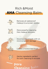 Hanskin AHA Pore Cleansing Balm, aceites nutritivos que apoyan la hidratación durante la limpieza.