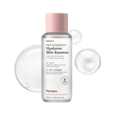 Hanskin Hyaluron Skin Essence Toner, botella elegante para hidratación profunda de la piel.