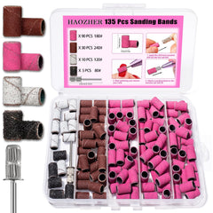 Haozher bandas-lijado-uñas 135-pcs para un acabado suave y profesional