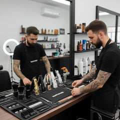 HAPPYPOSH conjunto de cuatro alfombras para barbero facilita la organización