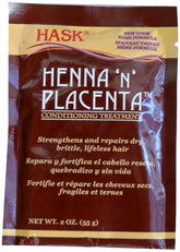 HASK Henna y Placenta Acondicionador 59 ml, botella, para cabello más suave y manejable.