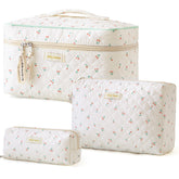 HBselect bolsa de maquillaje acolchada grande con diseño floral, ideal para viaje.