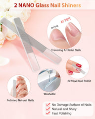 HealPure lima de cristal para uñas fina, acabado rápido y preciso.