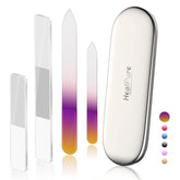 HealPure lima de vidrio templado con grano fino para uñas naturales, suave y precisa.