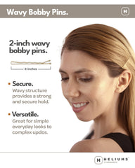 Heliums horquillas gris mate 2 pulgadas, onduladas, agarre seguro en cabello fino.