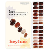 Heyhae tiras gel semicurado en tono otoño marmol marrón para uñas con estilo