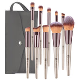 HEYMKGO set de brochas 10 piezas en dorado champagne para un acabado profesional.
