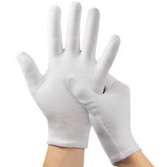 Guantes HMNYSOL blancos para dormir en algodón ofrecen confort y hidratación nocturna.