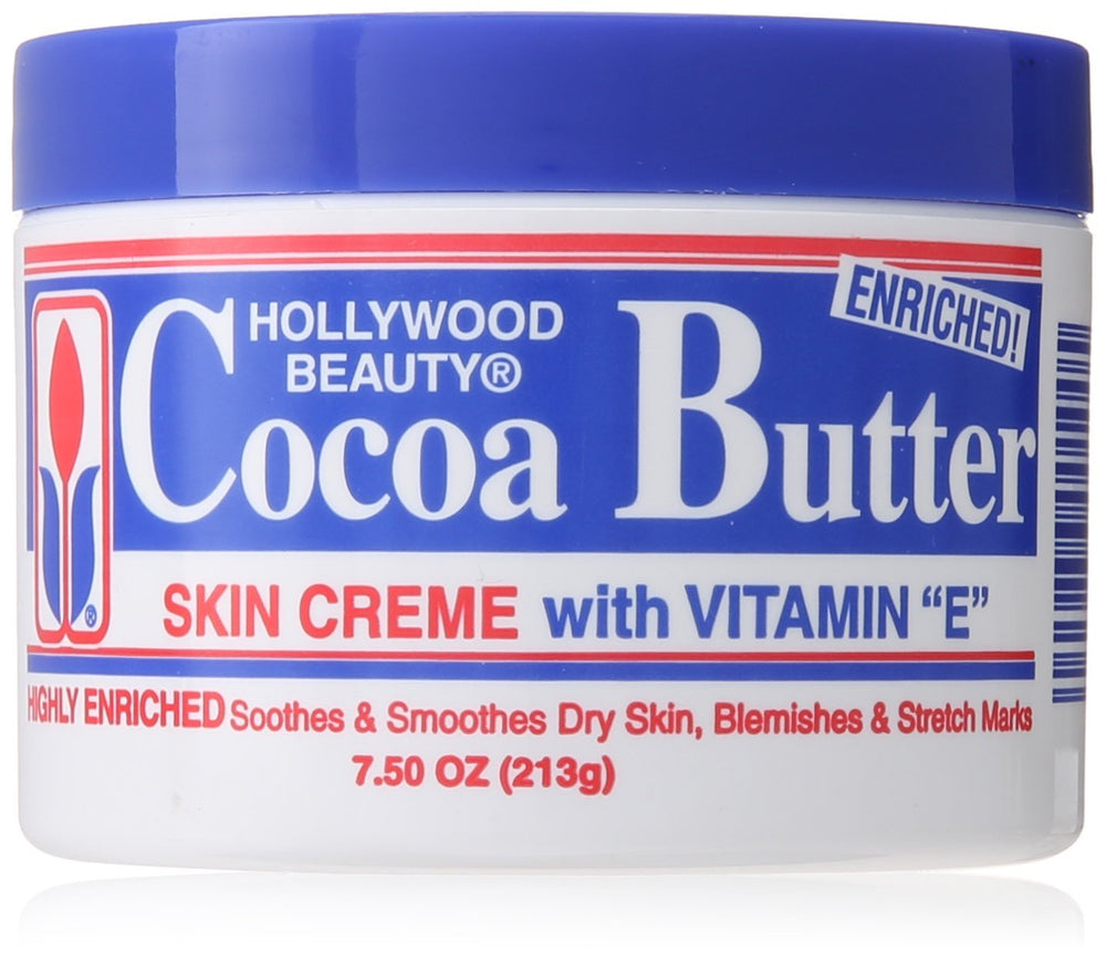 Hollywood Beauty crema manteca de cacao en bote: hidratación suave para la piel.