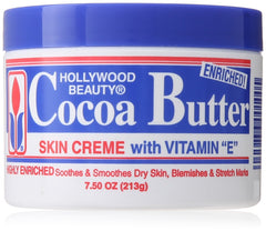 Hollywood Beauty crema manteca de cacao en bote: hidratación suave para la piel.