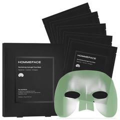 Mascarilla hidrogel de HommeFace en empaque, lista para hidratación profunda.