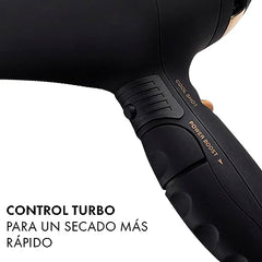 Hot Tools Pro Artist Black Gold 2100 Turbo con peso ligero para secado rápido