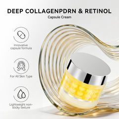 House of Nutrition Deep Collagen Capsule Cream, textura rica para una experiencia de hidratación.