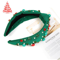 Diadema Huachi para Navidad, detalle de cristales brillantes para destacar en fiestas.
