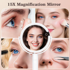 Giro de 360° y altura ajustable para ángulos cómodos durante el maquillaje.