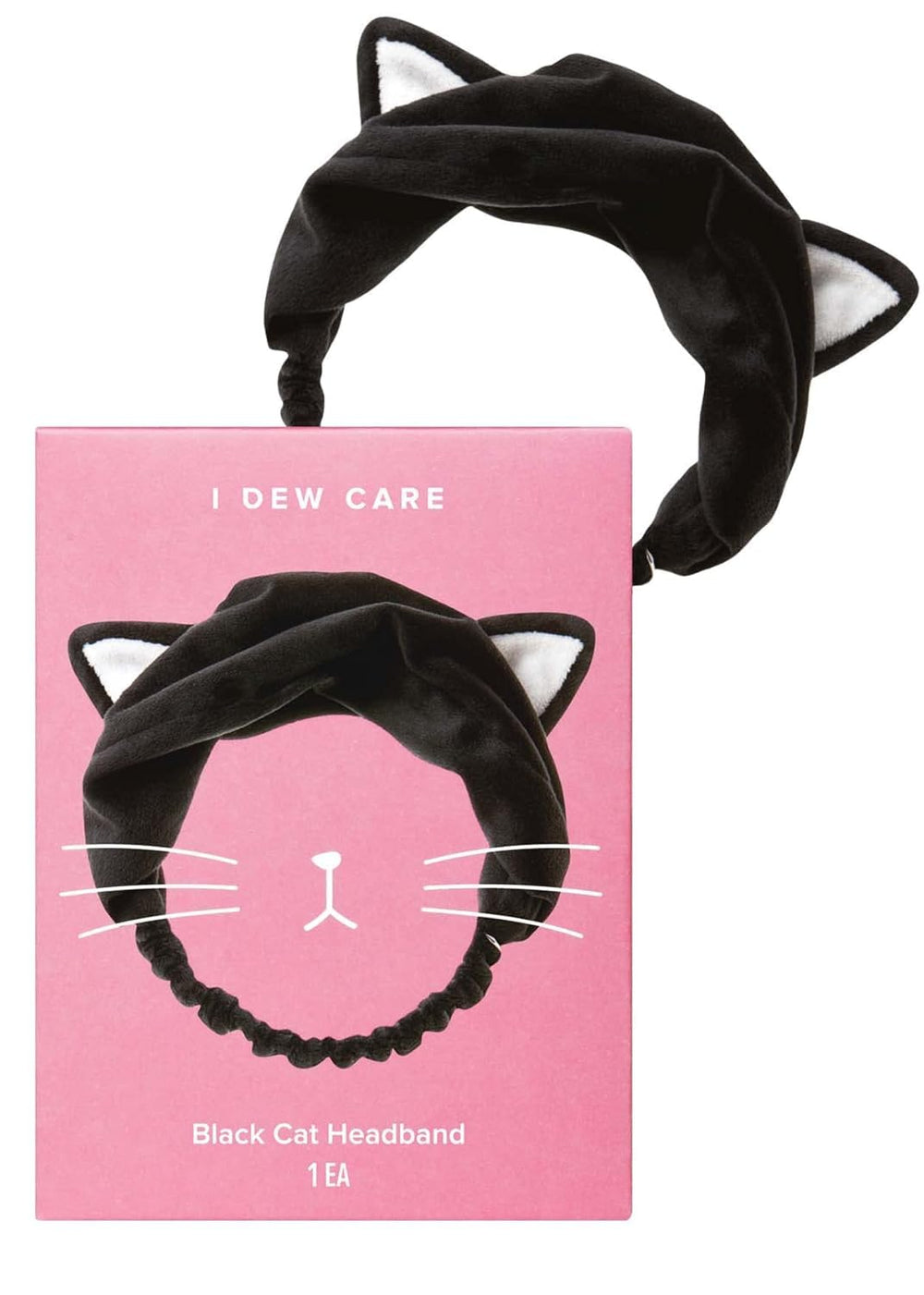 Diadema facial I DEW CARE negra con diseño gato mantiene el cabello alejado del rostro