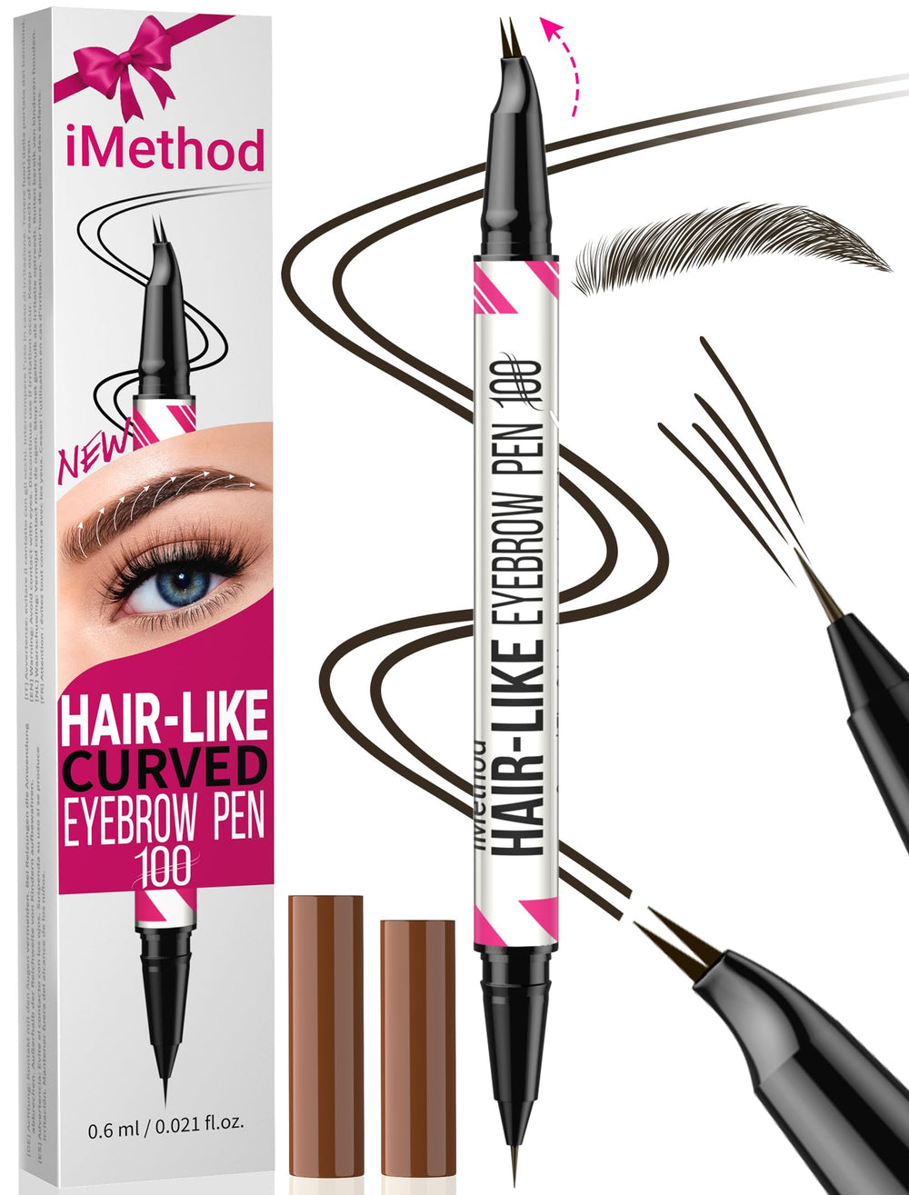 iMethod Lápiz de Cejas Curvado con punta curva para trazos naturales y definidos.
