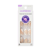 imPRESS uña blanco, forma almendra, tamaño mediano, mani rápida