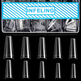 INFELING tapas uñas forma ataud transparentes en caja 500, ideal para uñas duraderas