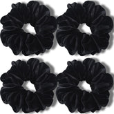IVARYSS gomitas de pelo XL en terciopelo negro, 6 pulgadas, ideales para cabello grueso.