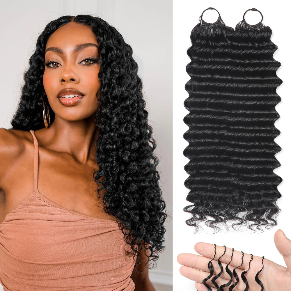 IVCoco cabello crochet humano de onda profunda, 18 pulgadas, acabado suave y natural.