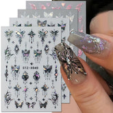 Pegatina Jaliya 3D mariposa negra metálica para uñas con estilo.