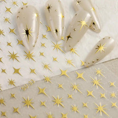 Jeillmone estrellitas doradas y plateadas, brillo 3D para uñas deslumbrantes