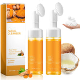 JISKG limpiador facial cúrcuma con cepillo para exfoliar suavemente.