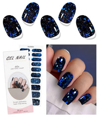 JMEOWIO pegatinas de gel azul oscuro con brillo para uñas duraderas