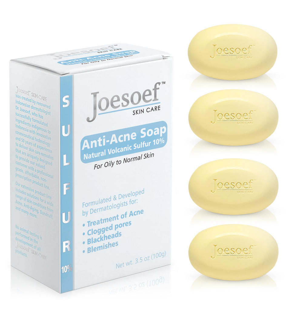 JOESOEF SKIN CARE Jabon sulfur barra 100 g en paquete 4 para uso diario facial