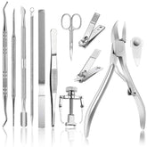JTIEO set pedicura profesional de 12 piezas para cuidado de uñas con precisión.