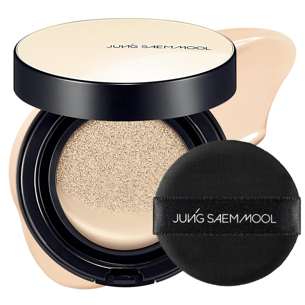 Jung Saem Mool Essential Skin Nuder Cushion, aplicación suave para un acabado natural y luminoso.