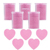 Toallitas Jusbuya para uñas sin pelusa en corazón rosa, ideales para retirar esmalte sin residuos.