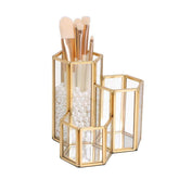 K COOL porta brochas dorado de vidrio para escritorio, organización elegante.