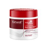 Karseell Acondicionador depositante de color, botella en primer plano, realza rojos y brillo duradero.