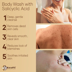 KERAPIL textura cremosa se aprecia, ofrece exfoliación suave para pieles sensibles.