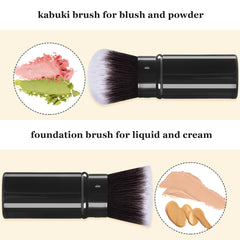 Brocha Keriloo kabuki, blush y bronceador, cobertura natural y difuminado.