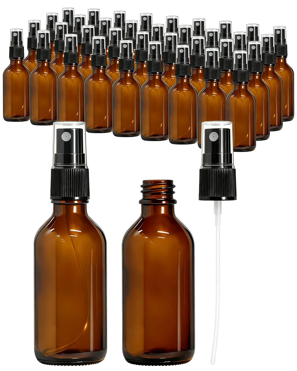 Bouteilles KEYWING en verre ambré 2oz protégeant les huiles essentielles des rayons ultraviolets.